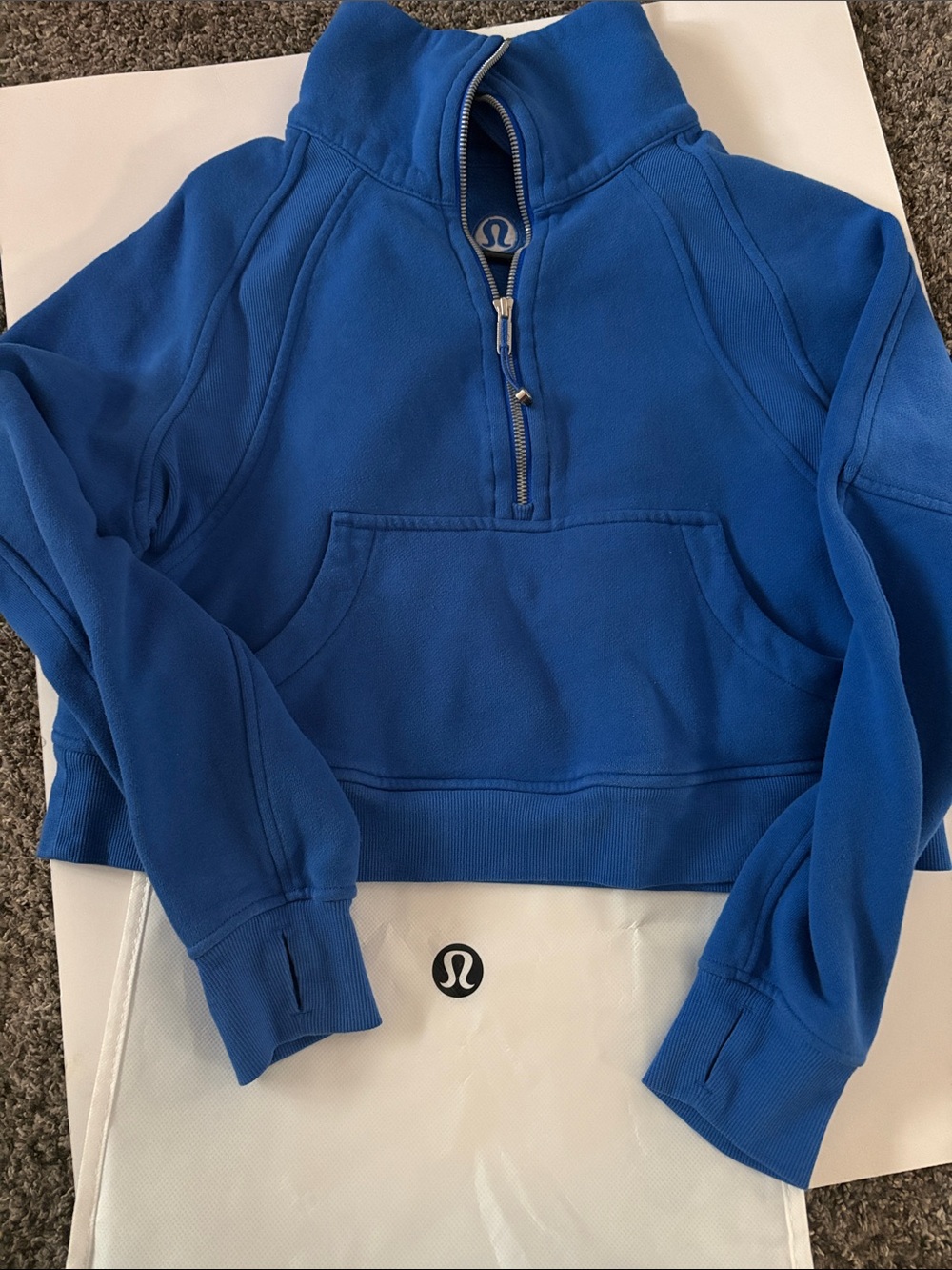 lululemon athletica Scuba Electric Blue Half-Zip Cowl Pullover